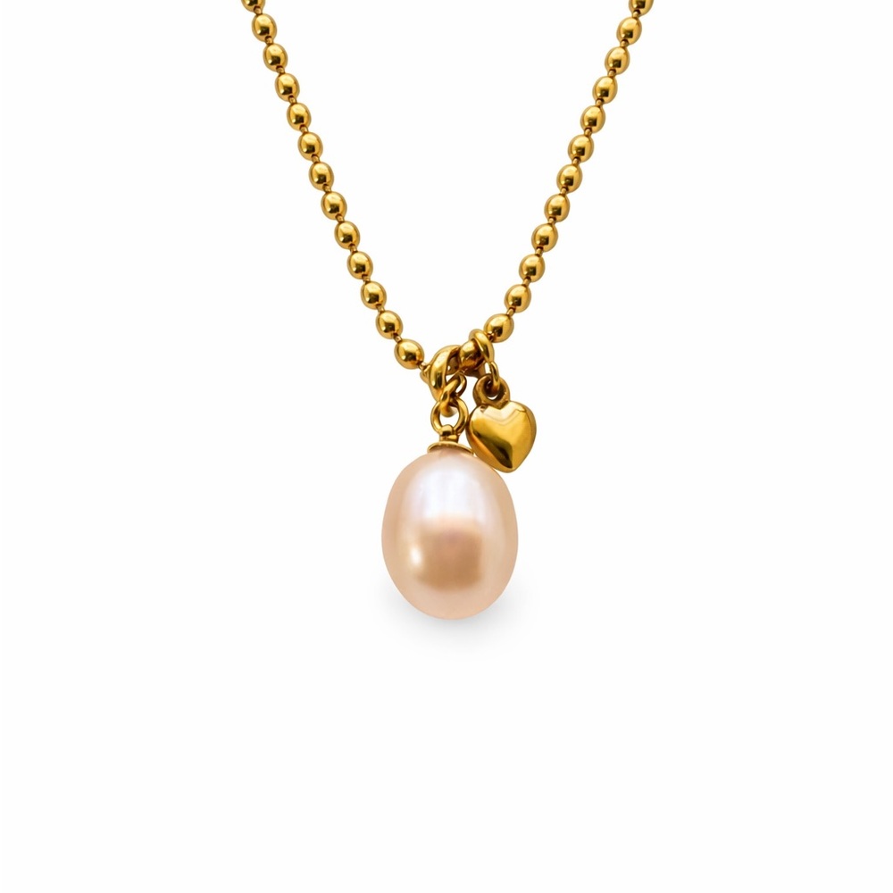 Golden Freshwater Pearl Rice Chain Necklace